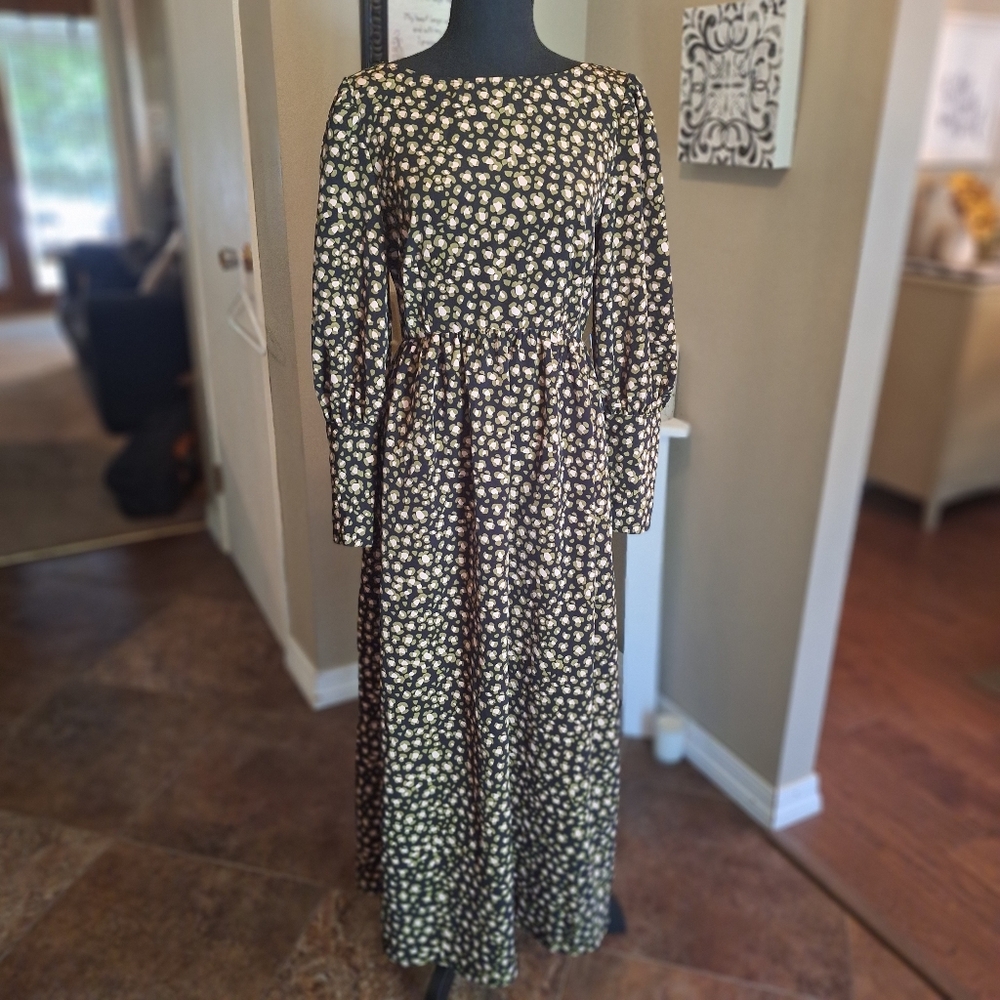 Who What Wear Leopard Maxi Cottagecore Scoop Back Dress Small - Picture 5 of 16